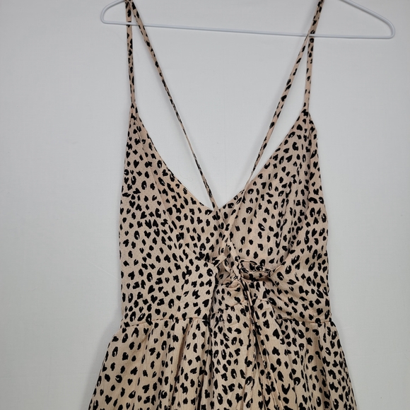 Cupshe Leopard Animal Print V Neck Lace Up Slip Maxi Dress Size Small - Picture 7 of 10